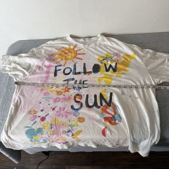 Natural Life Follow The Sun Oversized Artsy Shirt Tee Womens One Size Boho *FLAW - Picture 9 of 11